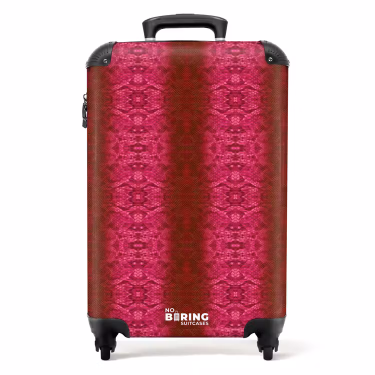 Koffer - Leuchtend rosa Schlangenhaut mit symmetrischer Schuppenstruktur — 1