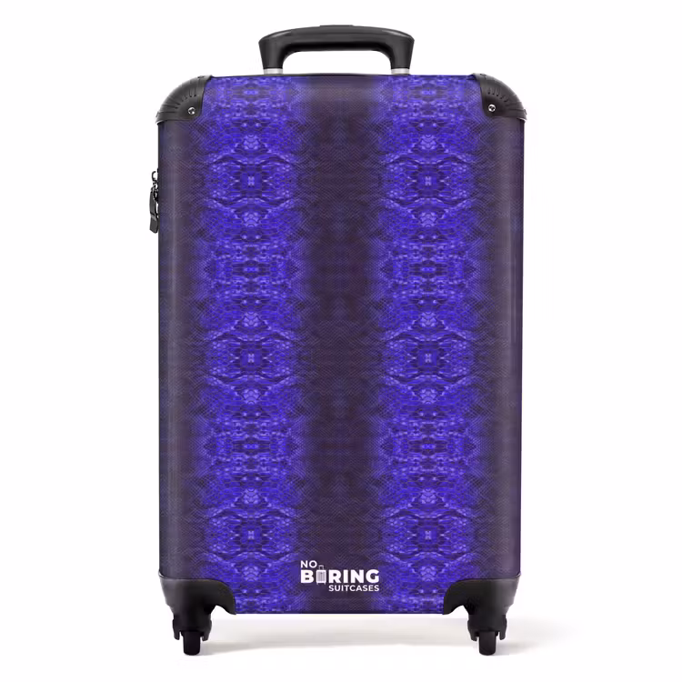 Koffer - Violettblaue Schlangenhaut mit symmetrischer Schuppenstruktur — 1