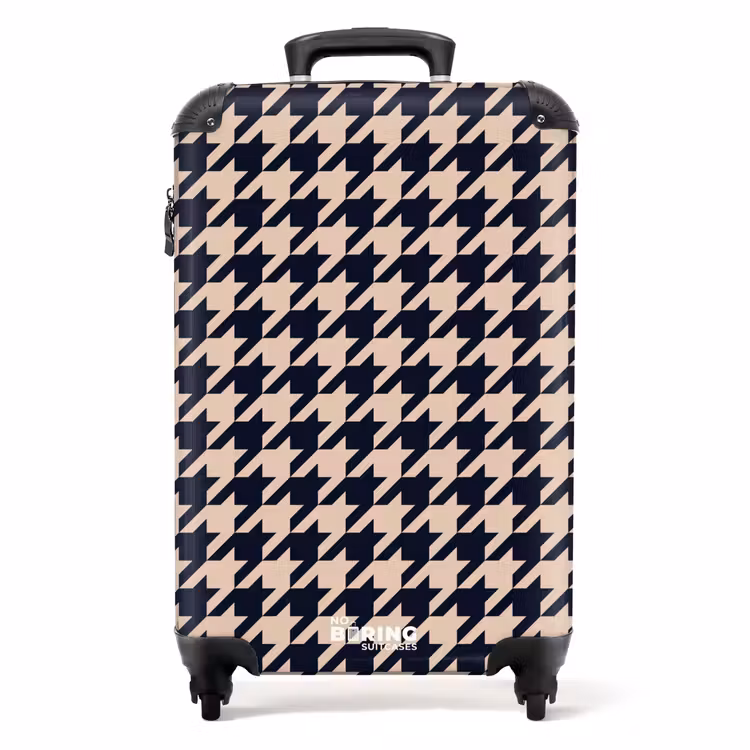 Koffer - Elster-Muster in Beige und Dunkelblau — 1