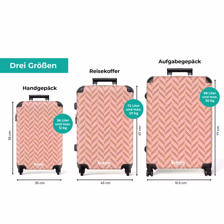 Koffer - Fischgrätenmuster mit rosa und braunen Farbtönen — 3
