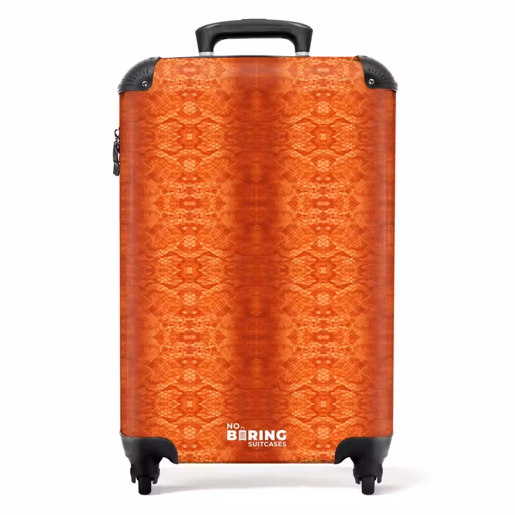 Koffer - Orangefarbene Schlangenhaut mit symmetrischer Schuppenstruktur — 1