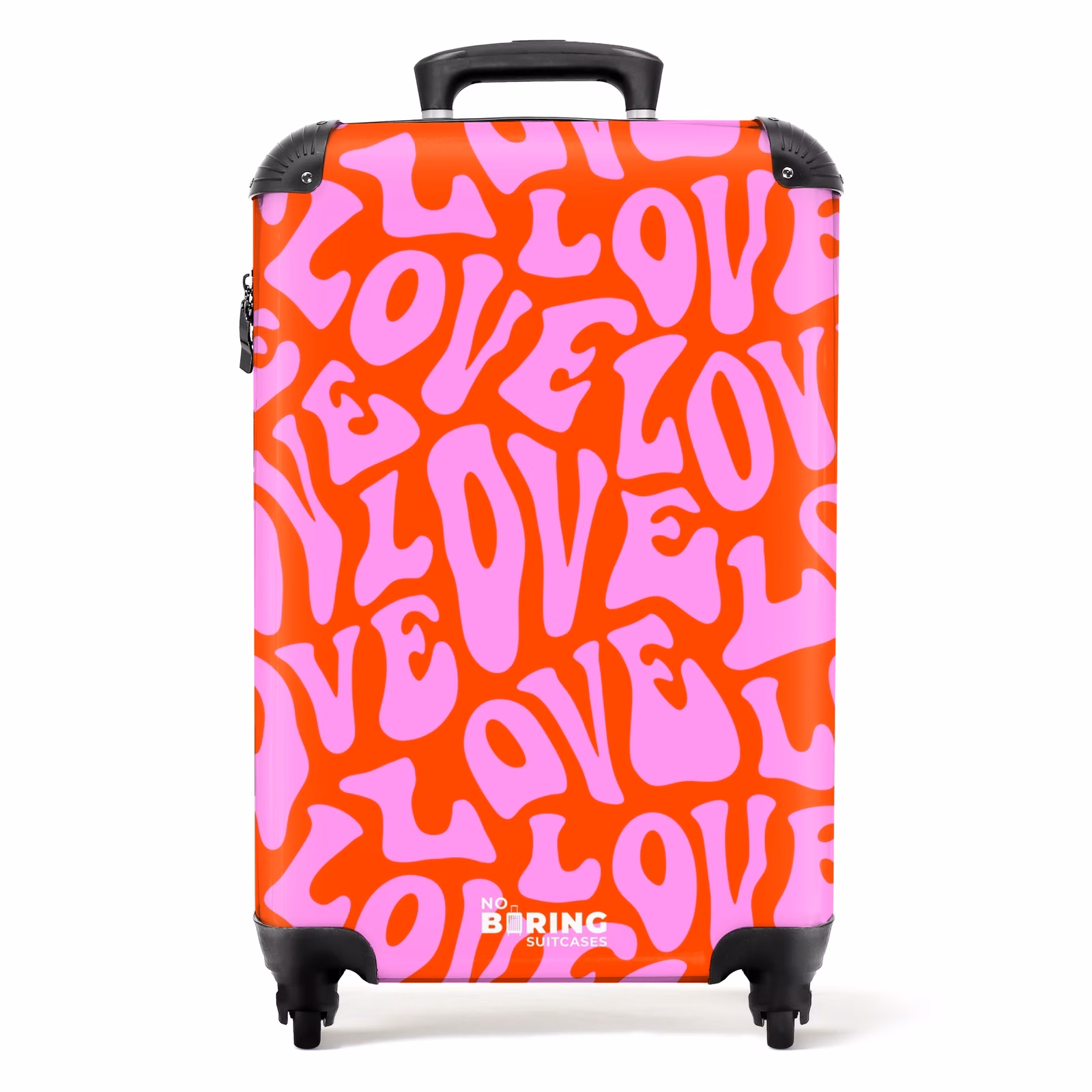 Koffer - Sich wiederholendes 'LOVE'-Muster in Rosa auf Rot — 1