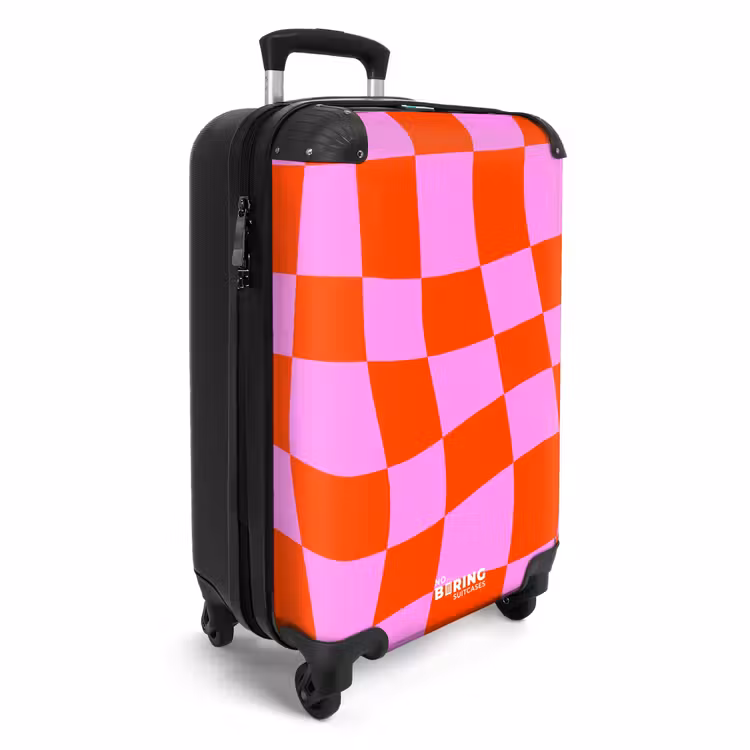 Koffer - Gewelltes Schachbrettmuster in Rot und Rosa — 2
