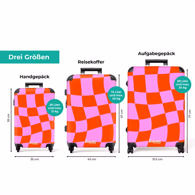 Koffer - Gewelltes Schachbrettmuster in Rot und Rosa — 3
