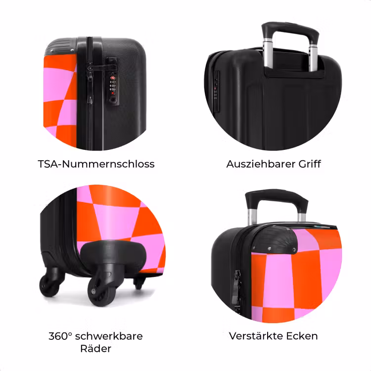 Koffer - Gewelltes Schachbrettmuster in Rot und Rosa — 8