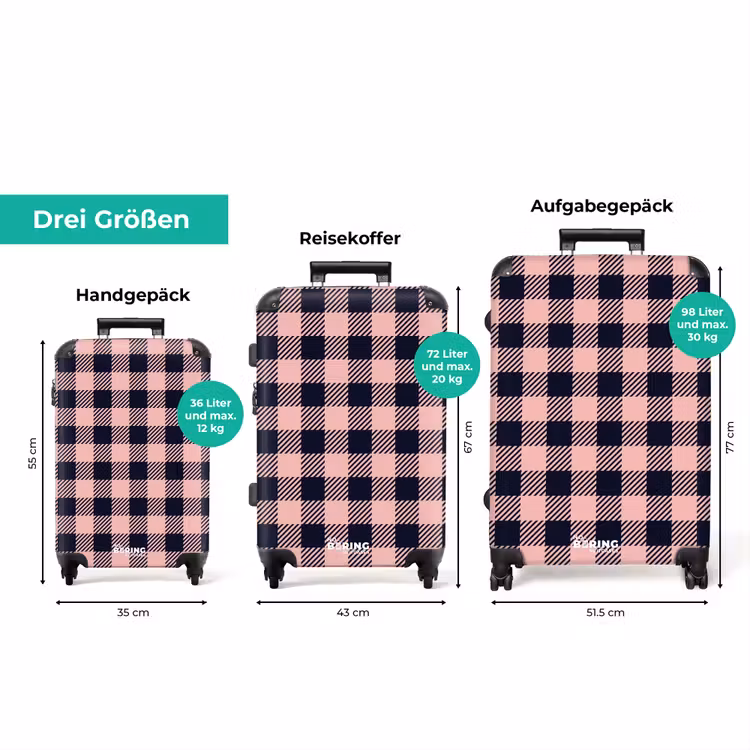 Koffer - Kariertes Schachbrettmuster in Rosa und Schwarz — 3