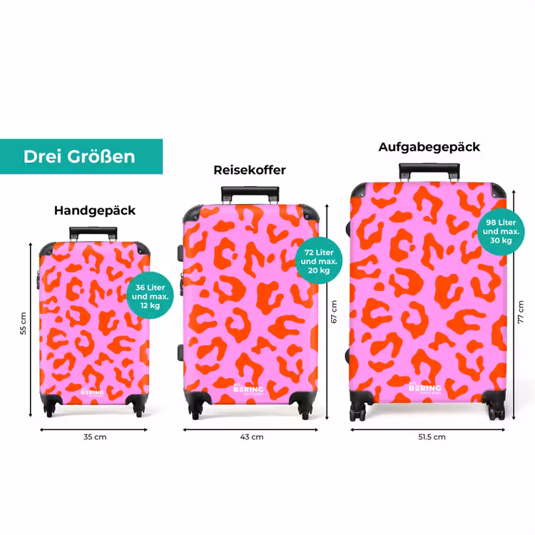 Koffer - Pantherdruck in Rot auf rosa Hintergrund — 3