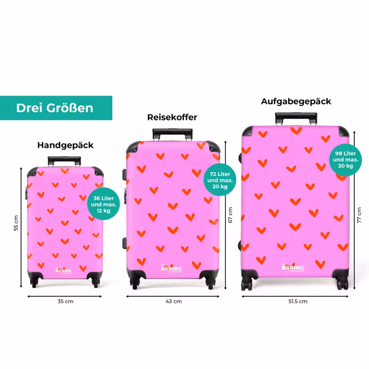 Koffer - Sich wiederholendes Herzmuster auf rosa Hintergrund — 3