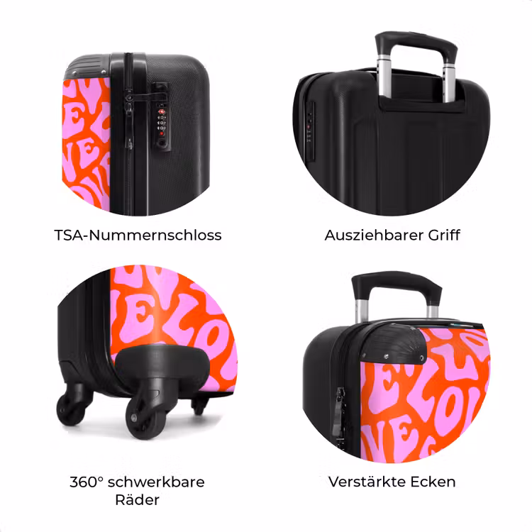 Koffer - Sich wiederholendes 'LOVE'-Muster in Rosa auf Rot — 8