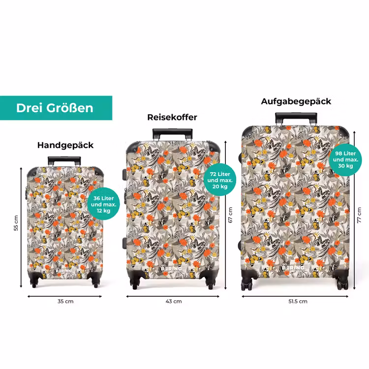 Koffer - Tropischer Schmetterling Muster orange gelb — 3