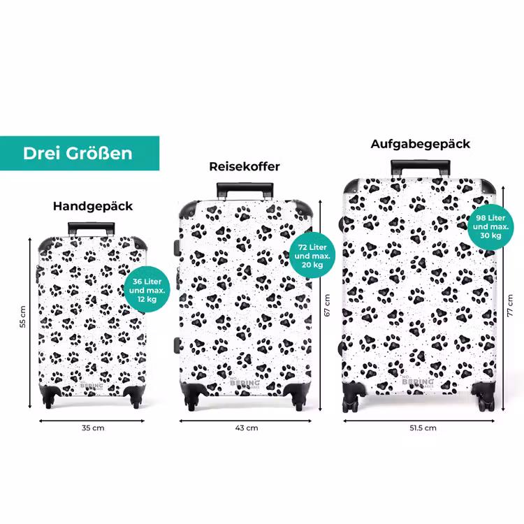 Koffer - Hundepfotenmuster schwarz und weiß — 3