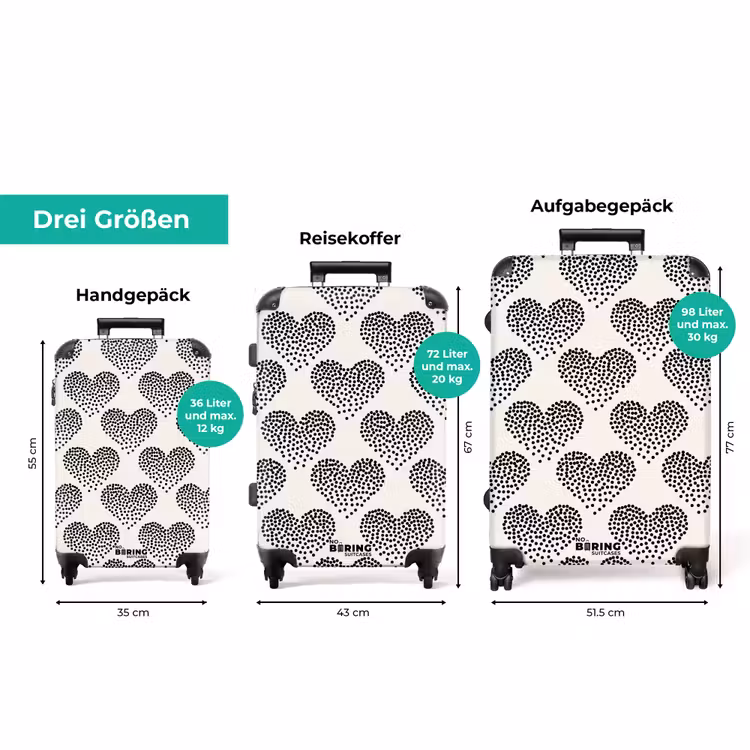 Koffer - Valentine dots Herzmuster schwarz — 3