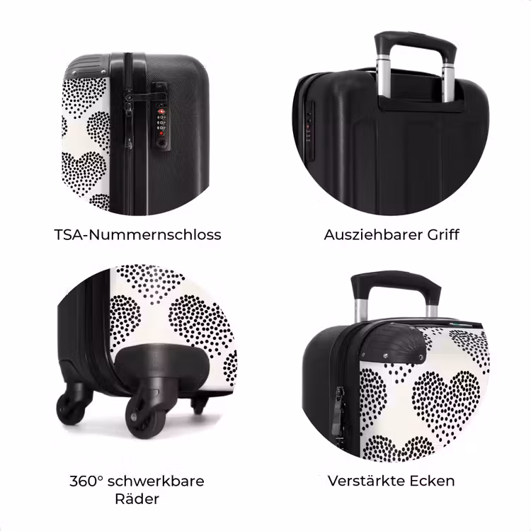 Koffer - Valentine dots Herzmuster schwarz — 8