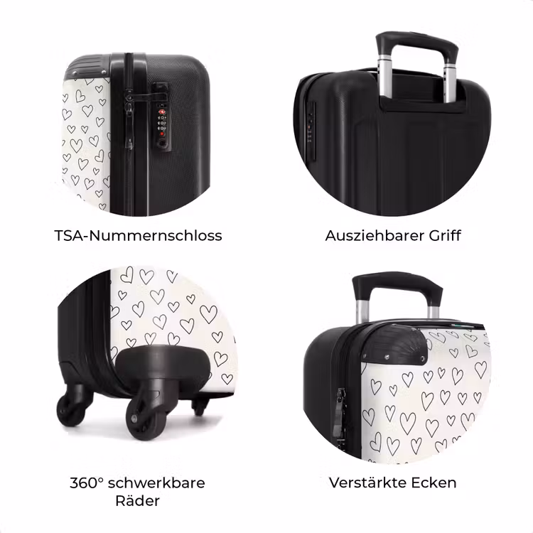 Koffer - Valentine Herz regen Muster schwarz — 8