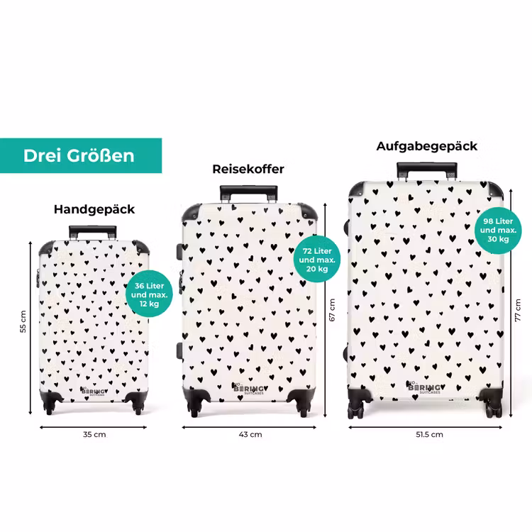 Koffer - Valentine Herzen verstreut Muster schwarz — 3