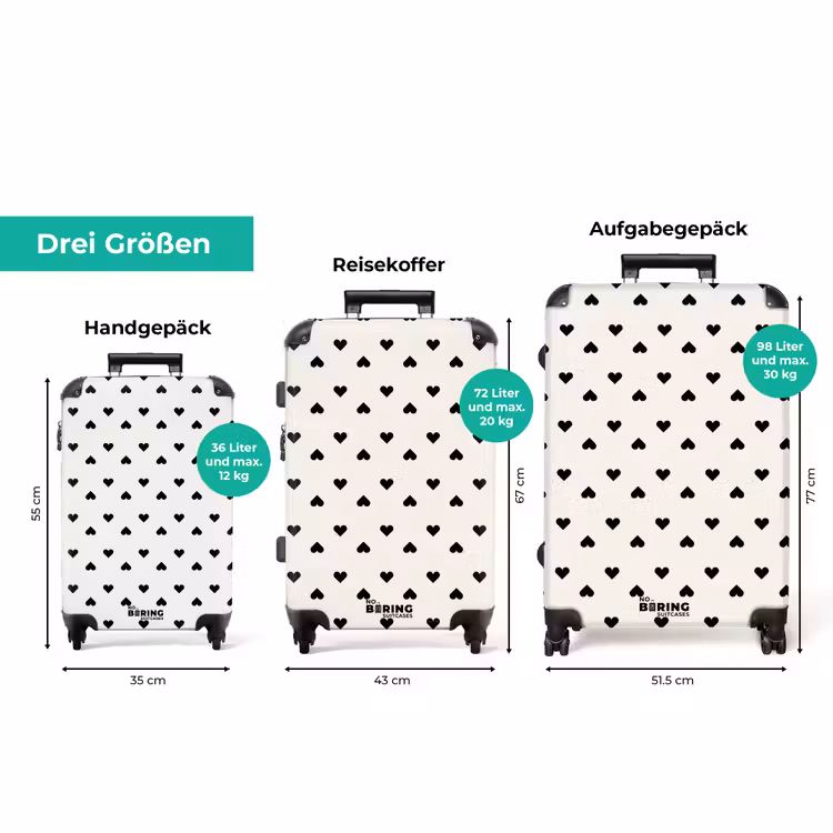 Koffer - Valentinsherzen im Rautenmuster schwarz — 3