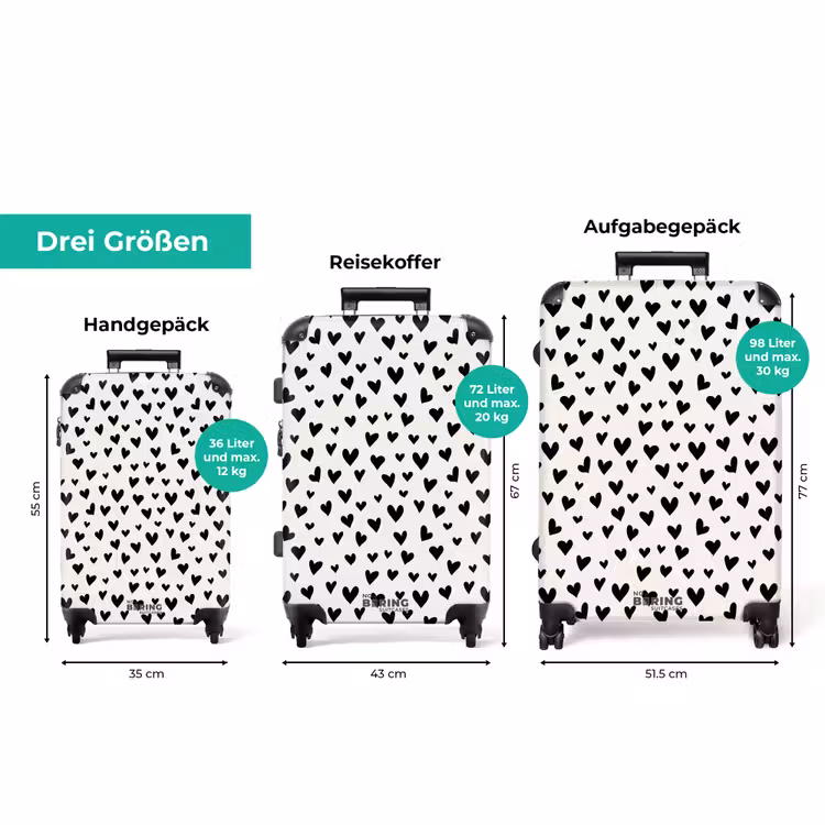 Koffer - Valentinstag Herzen Muster schwarz — 3