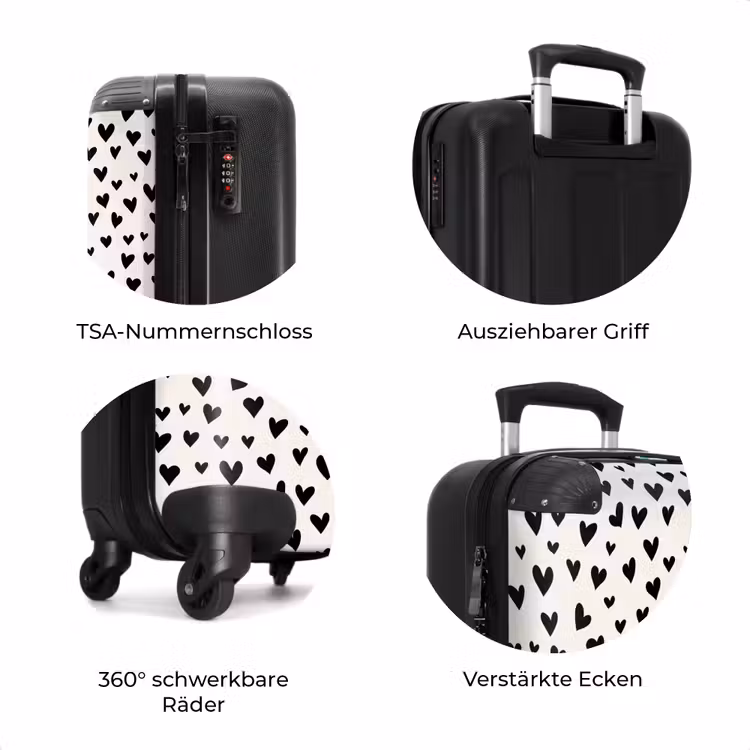 Koffer - Valentinstag Herzen Muster schwarz — 8
