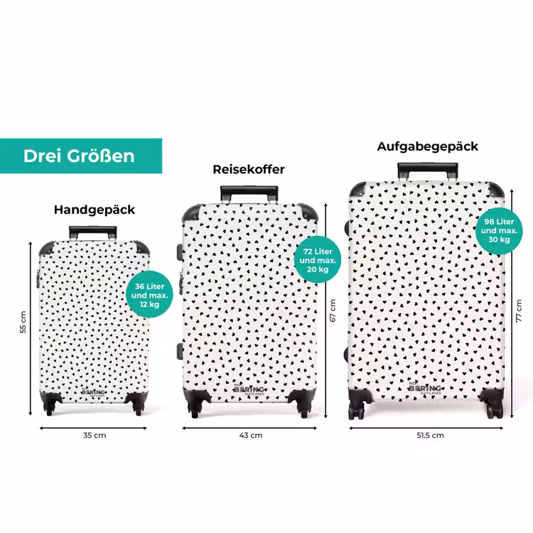 Koffer - Valentinstag herzförmiges Muster schwarz — 3