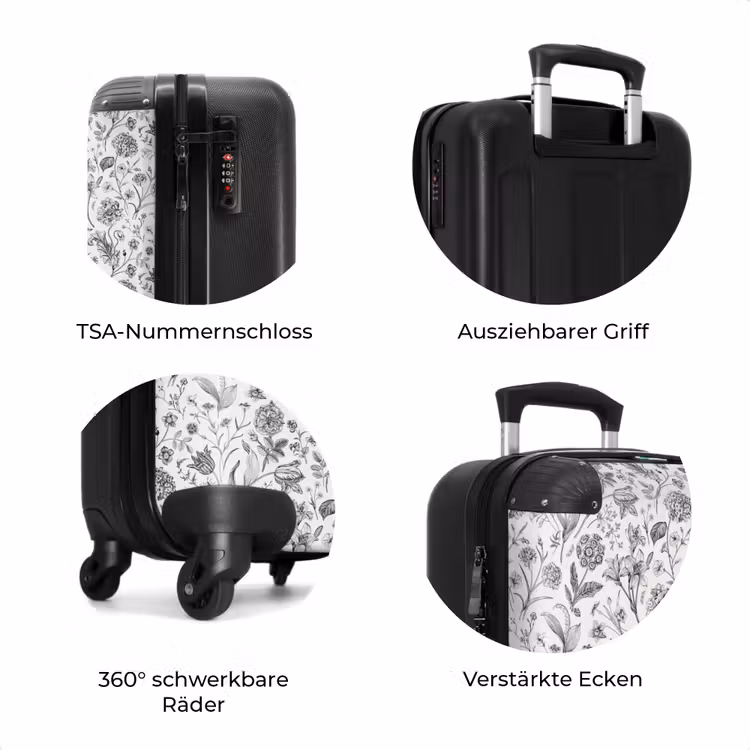 Koffer - Klassisches florales Muster in Schwarz und Weiß — 8