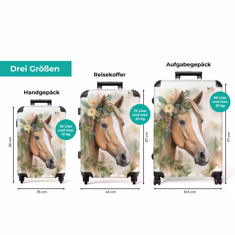 Koffer - Koffer - Pferd - Blumen - Natur - Aquarell - Tiere — 3