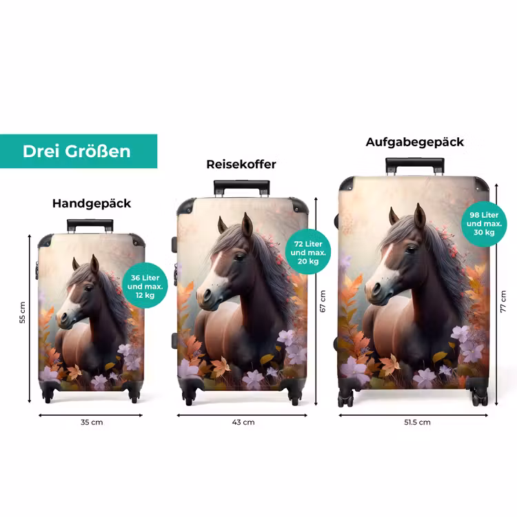 Koffer - Koffer - Pferd - Blumen - Natur - Lila - Tiere — 3