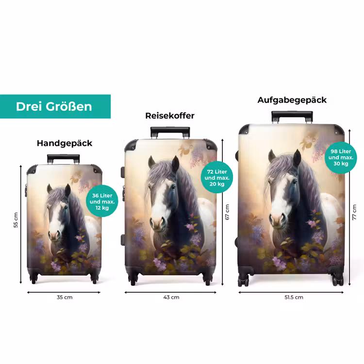 Koffer - Koffer - Pferd - Natur - Tiere - Blumen - Lila — 3