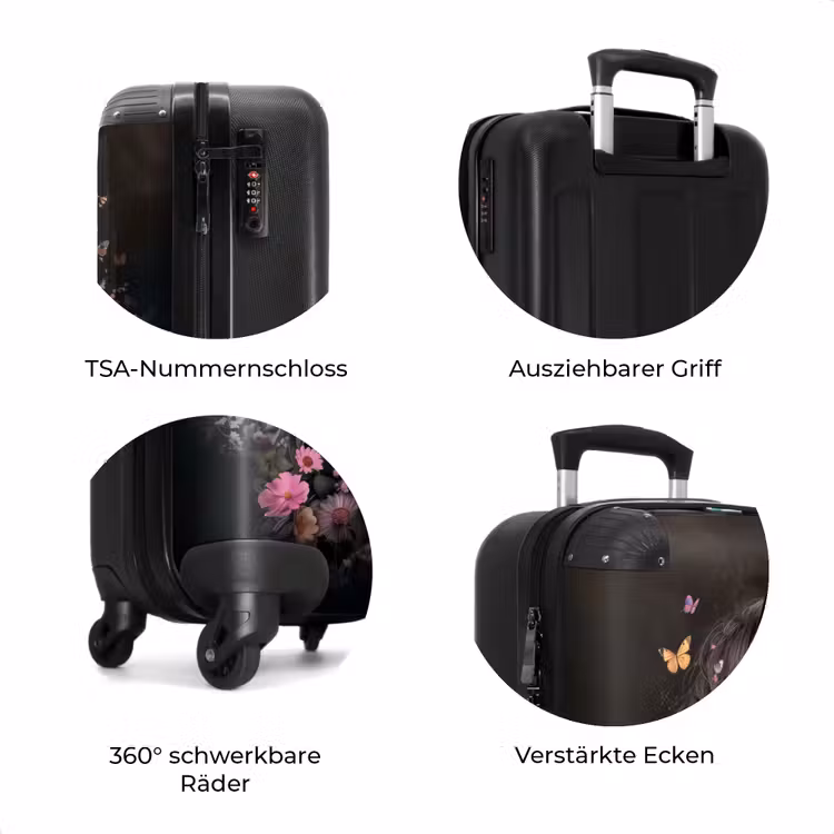 Koffer - Schwarzes Pferd mit weißer Blesse und bunten Blumen — 8
