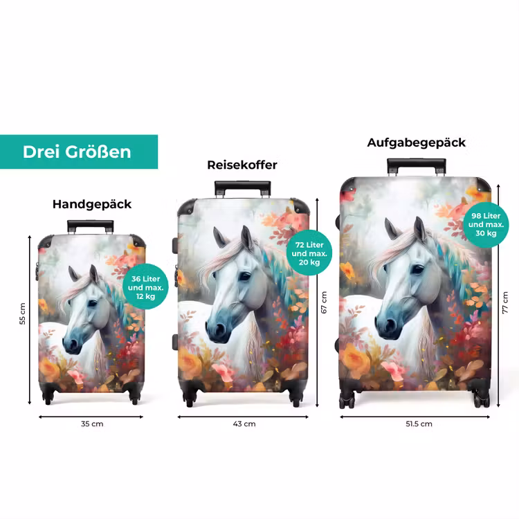Koffer - Weißes Pferd umgeben von Blumen — 3