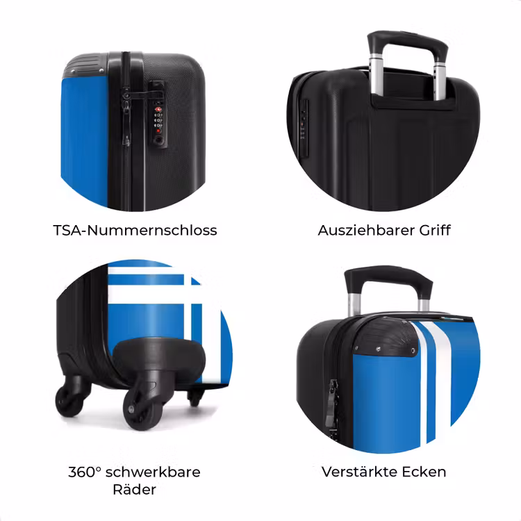 Koffer - Hellblauer Hintergrund mit weißem Eckmuster unten links — 7