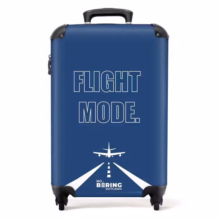 Koffer - Blauer Hintergrund mit Flugzeug und Text Flight Mode — 1