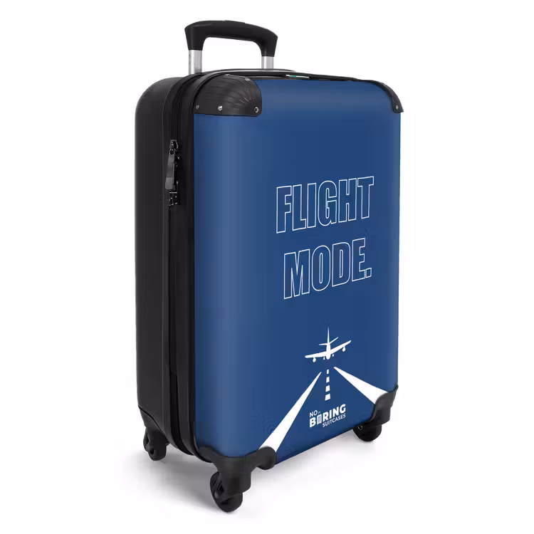 Koffer - Blauer Hintergrund mit Flugzeug und Text Flight Mode — 2