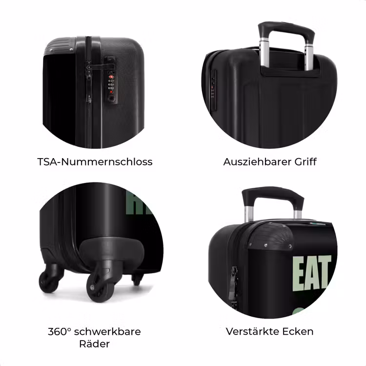 Koffer - Schwarzer Hintergrund mit grünem Text Eat Sleep Travel Repeat — 7
