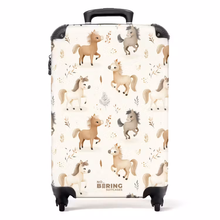 Koffer - Muster der Fohlen in den Farben beige und braun — 1