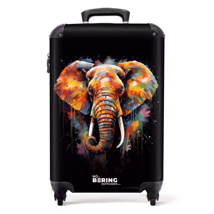Koffer - Elefant mit bunten Spritzern verziert — 1
