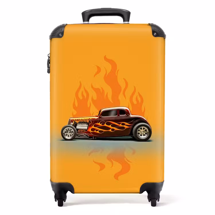 Koffer - Braunes Auto mit gelben Flammen — 1