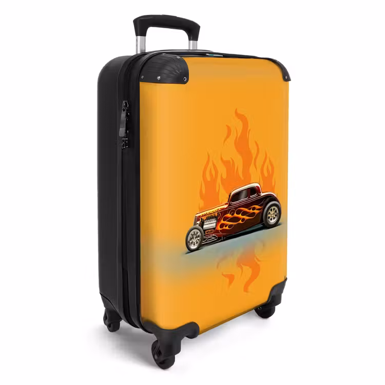 Koffer - Braunes Auto mit gelben Flammen — 2
