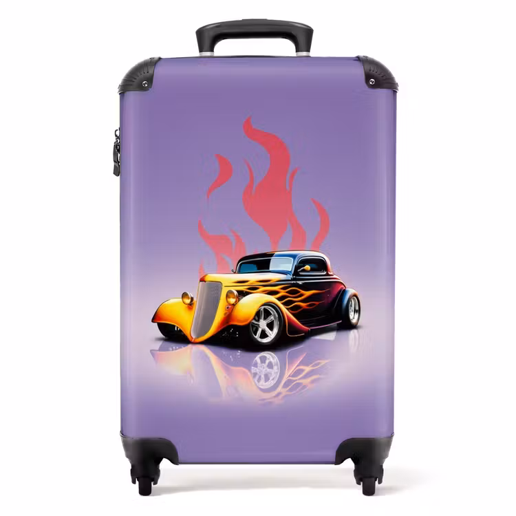 Koffer - Gelbes Auto mit rosa Flammen — 1