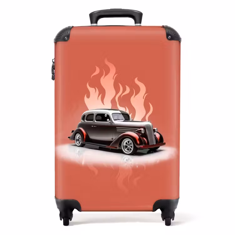 Koffer - Graues Auto mit rosa Flammen — 1
