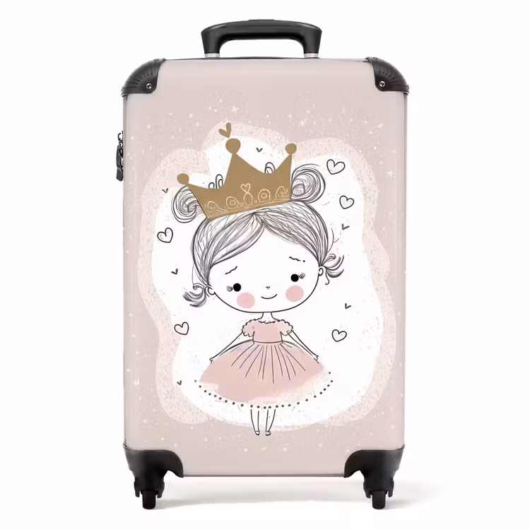 Koffer - Prinzessin auf farbigem Hintergrund mit Herzen — 1