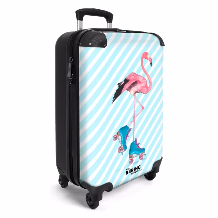 Koffer - Gestreifter Flamingo auf Rollschuhen — 2