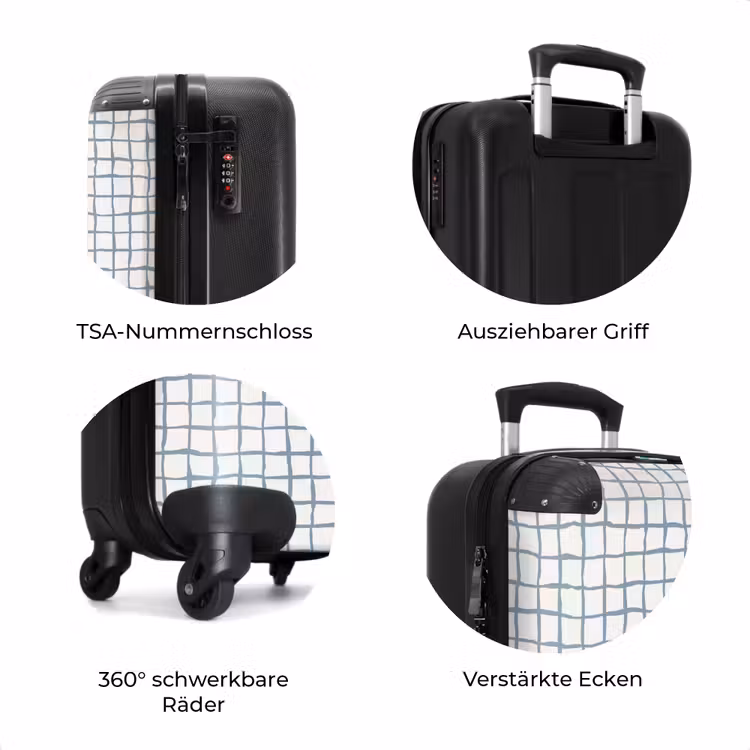 Koffer - Handgezeichnetes blaues Gitter mit weichen Ecken — 7