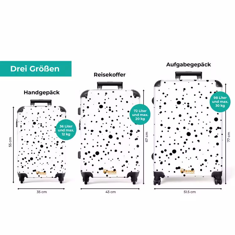 Koffer - Schwarze Punkte unterschiedlicher Größe auf weißem Hintergrund — 3
