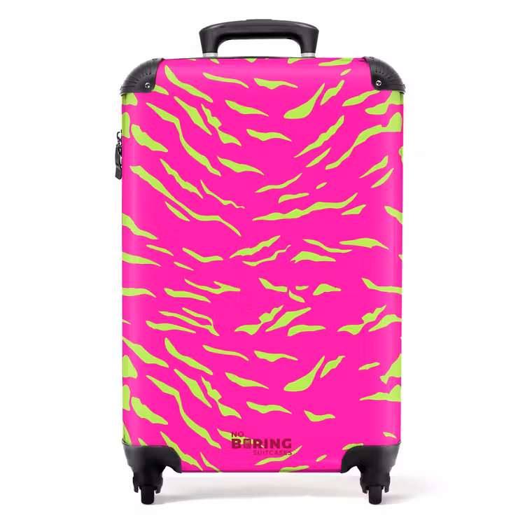 Koffer - Leuchtend rosa Tigerdruck mit lindgrünen Streifen — 1