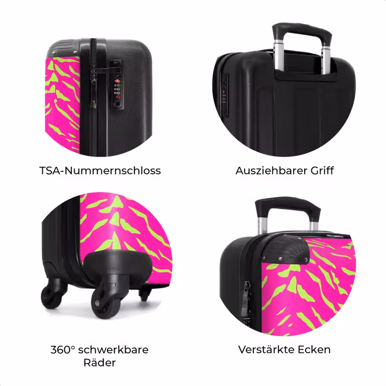 Koffer - Leuchtend rosa Tigerdruck mit lindgrünen Streifen — 7