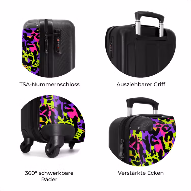 Koffer - Neon-Panther-Print auf Lila mit bunten Akzenten — 7