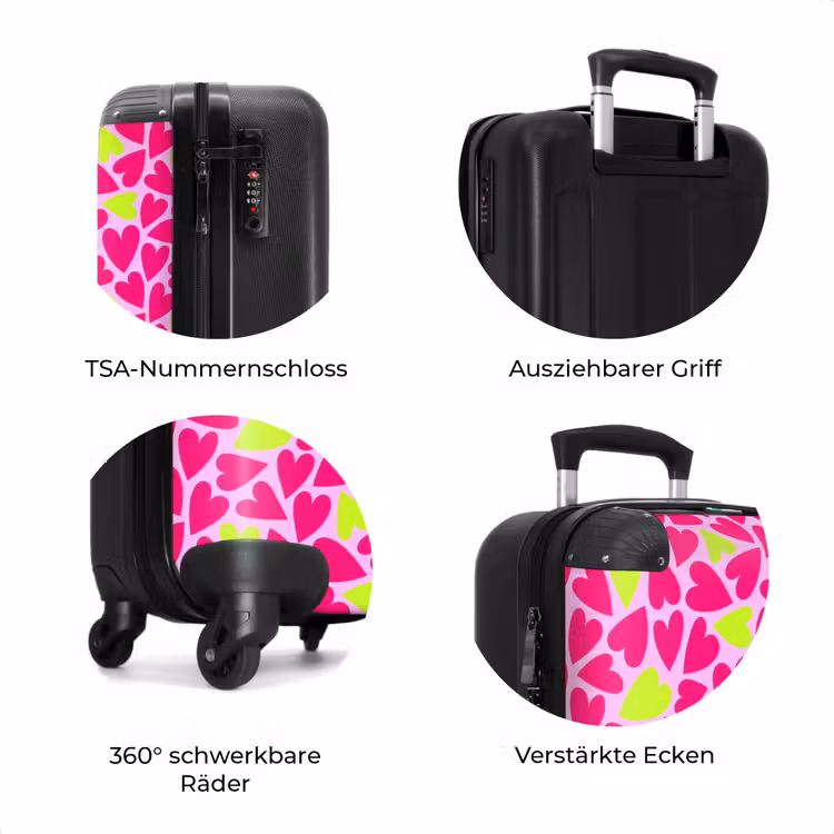 Koffer - Rosa und lindgrüne Herzen auf hellrosa Hintergrund — 7