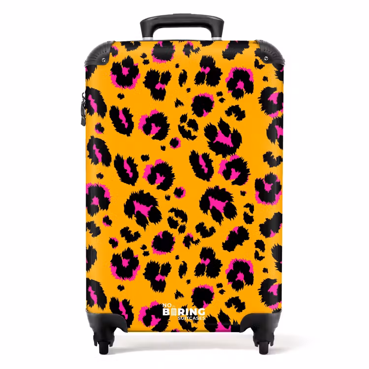 Koffer - Pantherflecken in Schwarz und Rosa auf orangefarbenem Hintergrund — 1