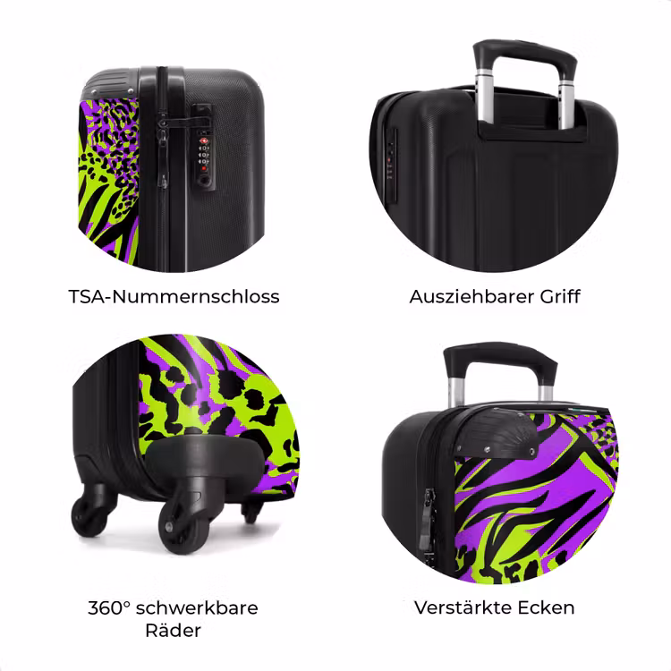 Koffer - Wilder Tierprint in Lila, Lindgrün und Schwarz — 7