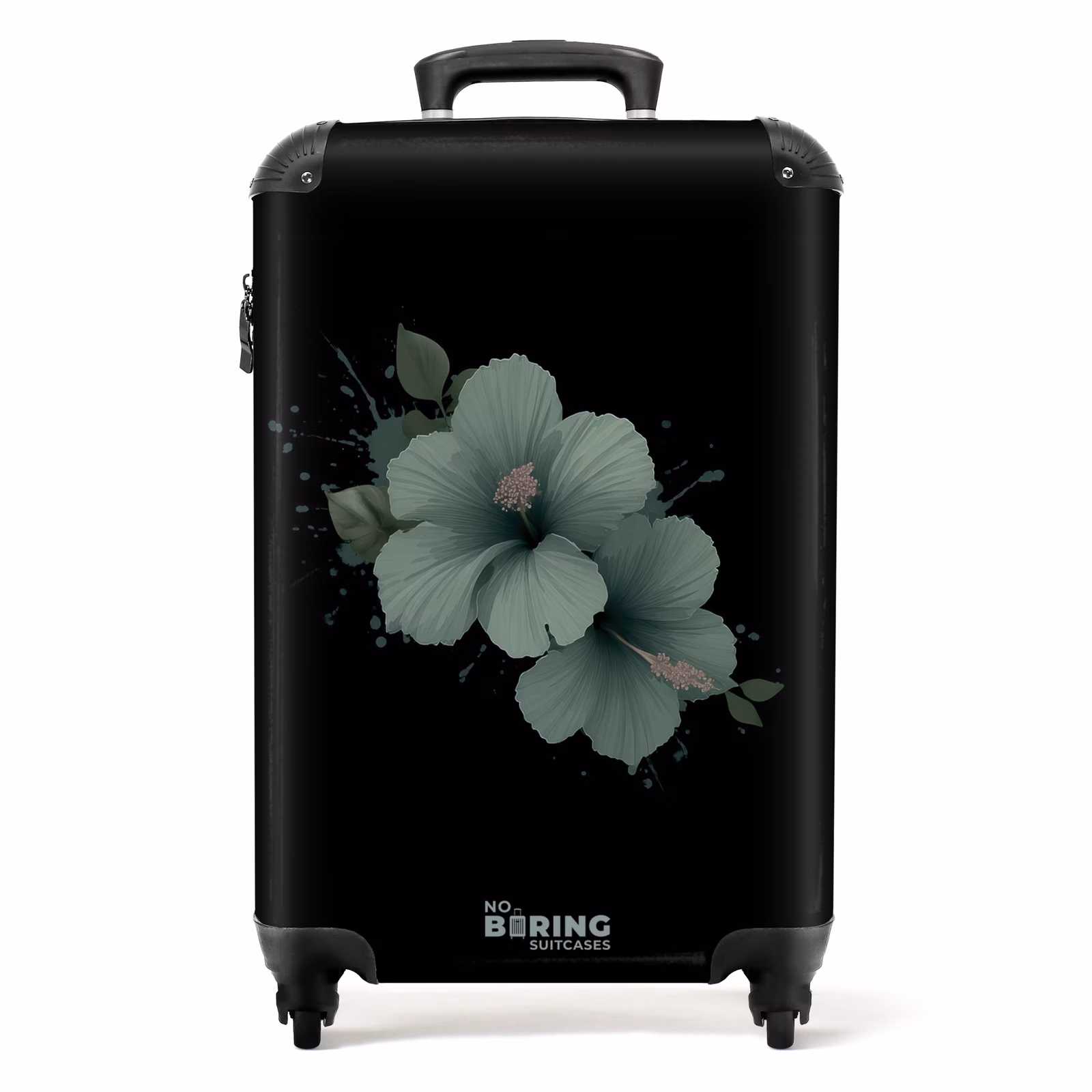 Koffer - Schwarzer Hintergrund mit grüner Hibiskusblüte — 1
